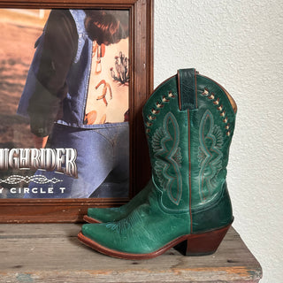 Vintage Emerald Green Justin Cowboy Boots, Women’s 7.5