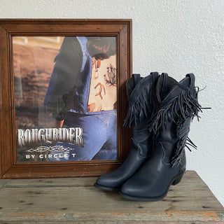 Navy Fringe Cowboy Boots - Women’s 7.5