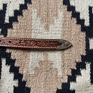 Brown Tooled Leather Belt - 25” - 28”