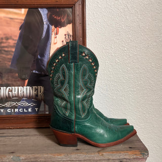 Vintage Emerald Green Justin Cowboy Boots, Women’s 7.5