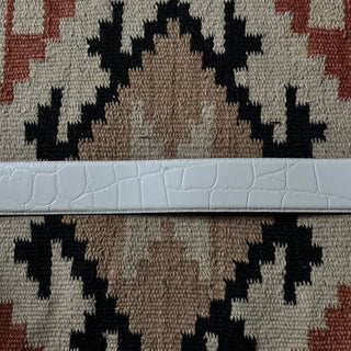 White Embossed Leather Belt - 30” - 33”