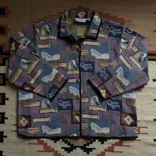Vintage Quarterhorse Multicolored Sweater Jacket, 3XL for Women