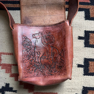 70s Cowgirl Tooled Leather Saddle Bag