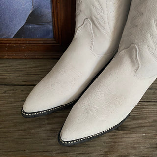 White Suede Texas Cowboy Boots - Women’s 7.5