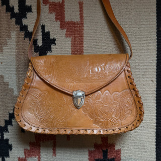 1970s Deer Scene Tooled Leather Cowgirl Purse