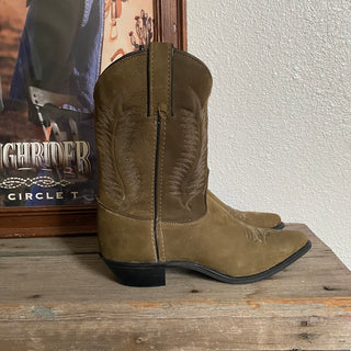 Olive Green Suede Cowboy Boots - Women’s 6, 6.5 & 8.5