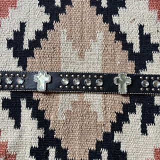 Bedazzled Black Cross Belt - Sizes 29” - 38”