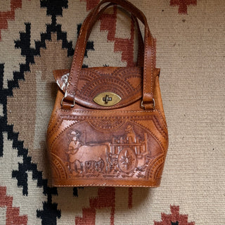 Rare 1970s Tooled Leather Cowgirl Purse