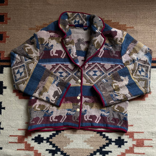 Vintage Wild Horses Cowgirl Jacket, Large for Women