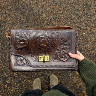 1950s Dark Leather Cowgirl Purse