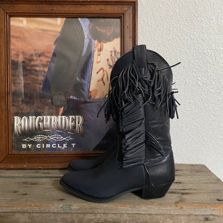 Navy Fringe Cowboy Boots - Women’s 7.5