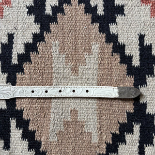 White Tooled Wrangler Belt - Sizes 26” - 28”
