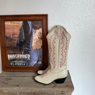 Tall Pink & White Cowboy Boots - Women’s 6.5