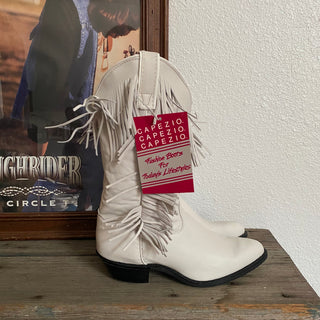 White Fringe Cowboy Boots - Women’s 7.5