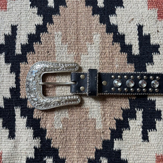 Bedazzled Black Cross Belt - Sizes 29” - 38”