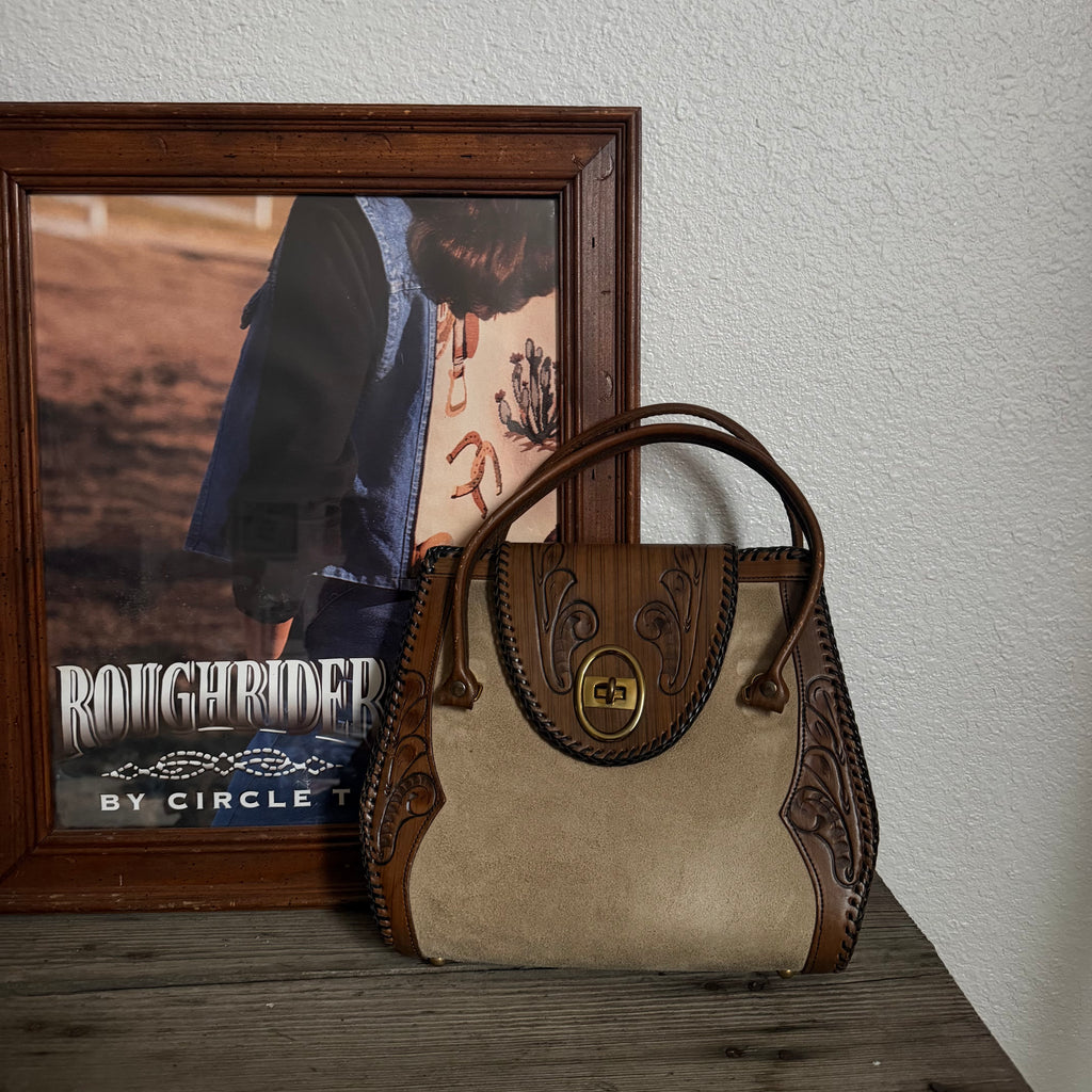 1950s Cowgirl Granny Leather Suede Purse