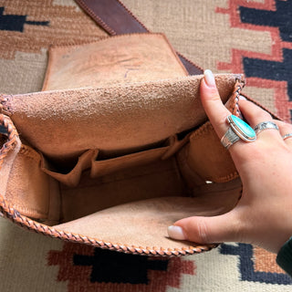 70s Cowgirl Tooled Leather Saddle Bag