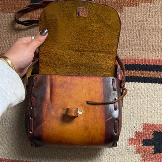 1970s Tooled and Painted Floral Purse