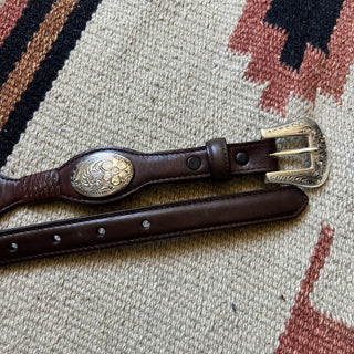 Brown Leather Concho Belt - 27” - 30”