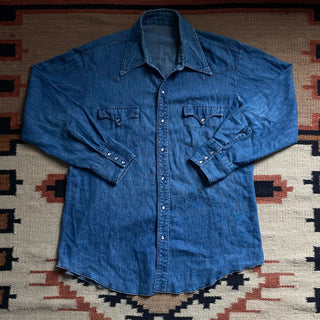 Vintage Blue Pearlsnap, Large for Men
