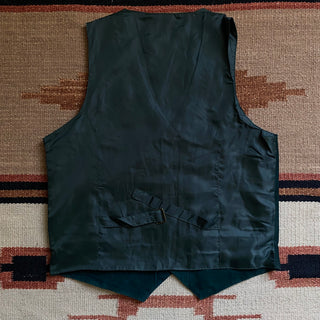 Vintage Green Leather Saloon Vest, Medium for Men