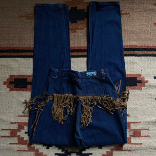 Vintage Fringe Darkwash Bareback Jean 25 inch waist