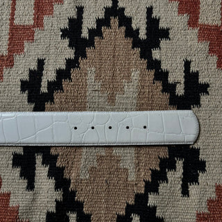 White Embossed Leather Belt - 30” - 33”