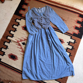 Embroidered Denim Maxi Dress - Medium