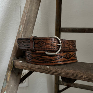 Stitched Western Leather Belt - 40” - 43”