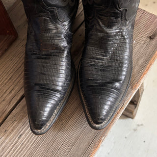 Vintage Code West Black Lizardskin Cowboy Boots, Women’s Size 7