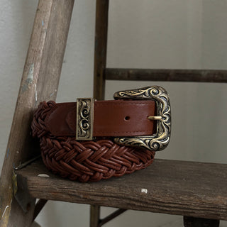 Brown Braided Belt - Sizes 29” - 31”