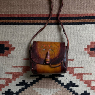 1970s Tooled and Painted Floral Purse