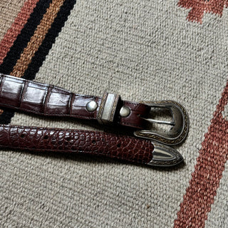 Embossed Gator Leather Belt - 35” - 38”