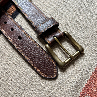 Stitched Brown Leather Belt - 36” - 39”