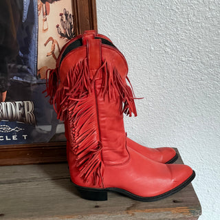 Red Fringe Cowboy Boots - Women’s 6.5