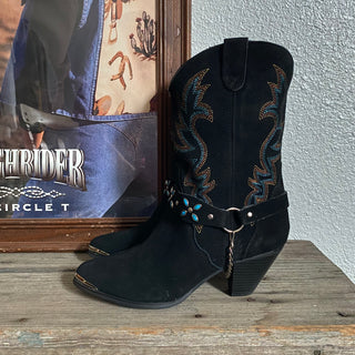 Black Suede Dingo Cowboy Boots - Women’s 9.5
