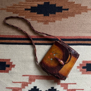 1970s Tooled and Painted Floral Purse