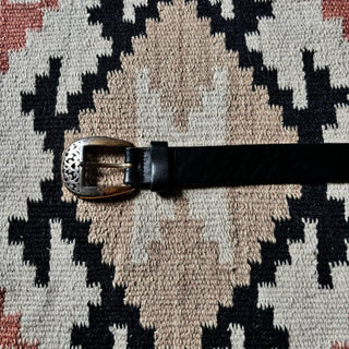 Black Leather Western Belt - 32” - 35”