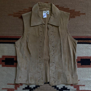 Vintage Light Leather Summer Vest, Small for Women