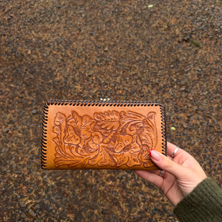 Tooled Leather Cowgirl Coin Purse