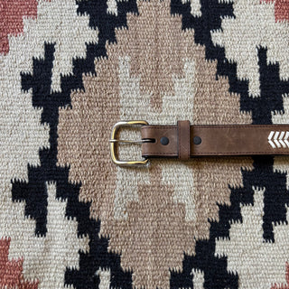 Stitched Brown Leather Belt - 26” - 29”
