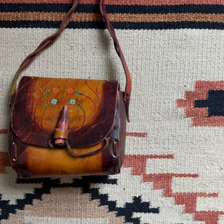 1970s Tooled and Painted Floral Purse