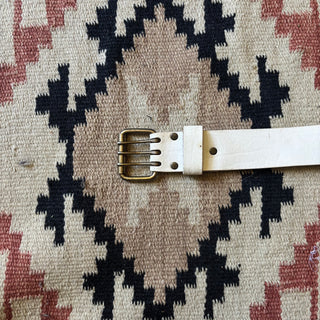 White Leather Belt - 32” - 35”