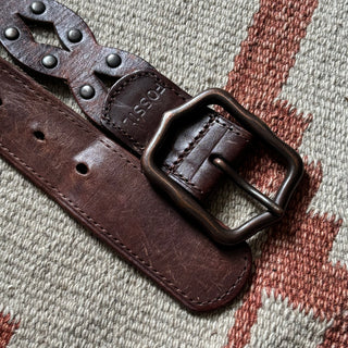 Cutout Leather Fossil Belt - 36” - 39”