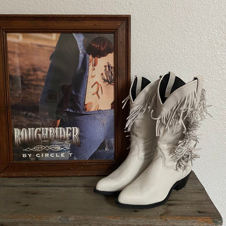 White Fringe Cowboy Boots - Women’s 7.5