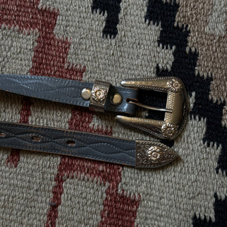 Grey Leather Western Belt - 24” - 27”