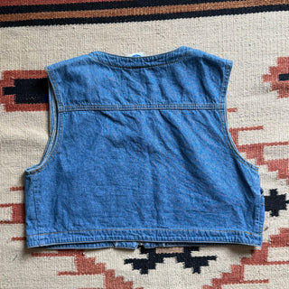 Vintage Cropped Denim Cowgirl Vest, Large for Women