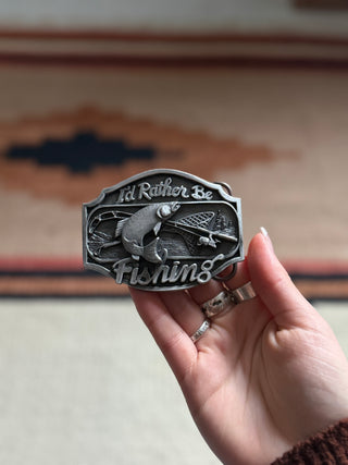 Vintage I’d Rather Be Fishing Belt Buckle