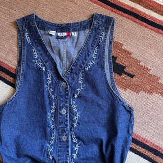 Floral Denim Maxi Dress - Small