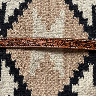 Brown Tooled Leather Belt - 25” - 28”